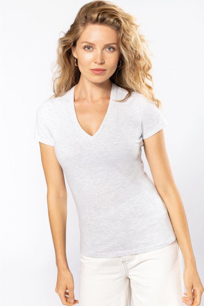 t-shirt femme col v bio, personnalisé, compiègne, thourotte, vêtements, logo
