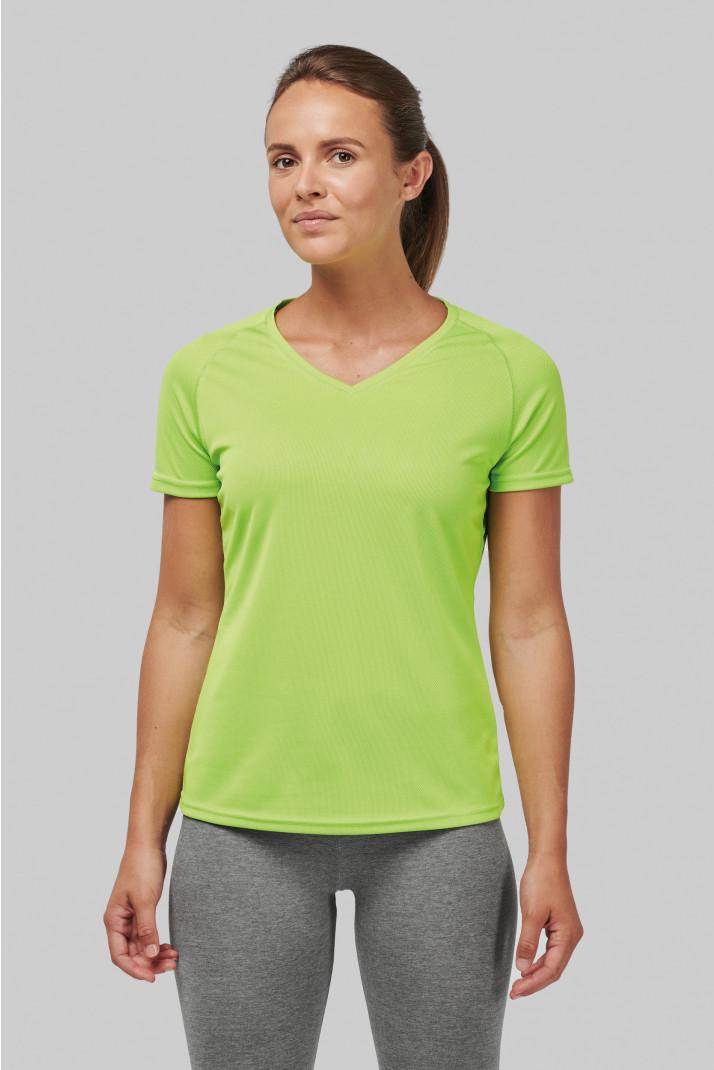 t-shirt de sport femme col v, personnalisé, compiègne, thourotte, vêtements, logo
